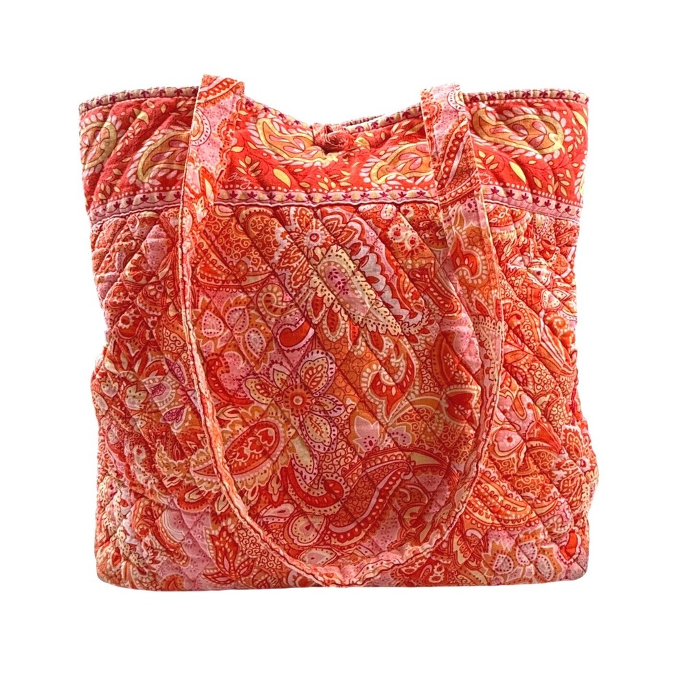 Vintage Vera Bradley Sherbet Quilted Cotton Tote Bag Hard Bottom Shoulder Bag